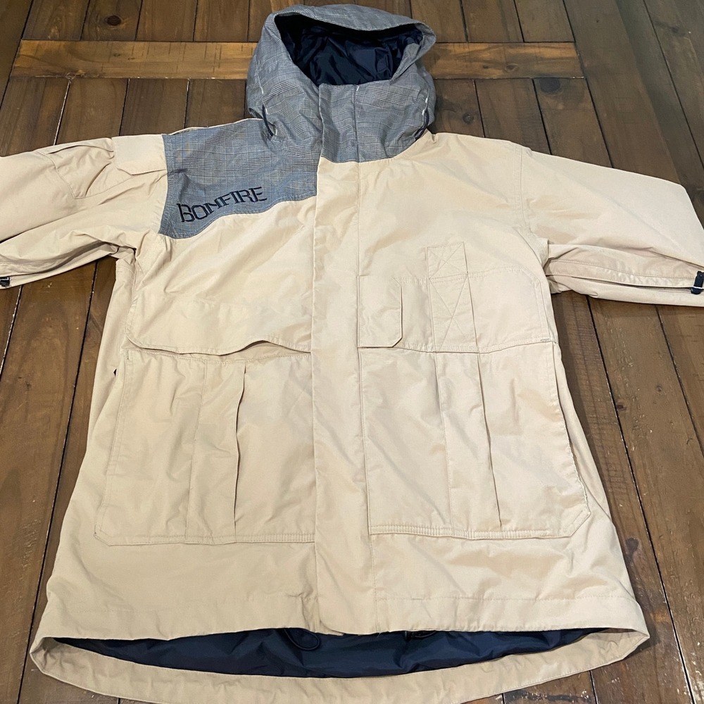 VTG Bonfire Snowboarding Co Fusion Series Jacket Mens Medium Tan Gray Y2K